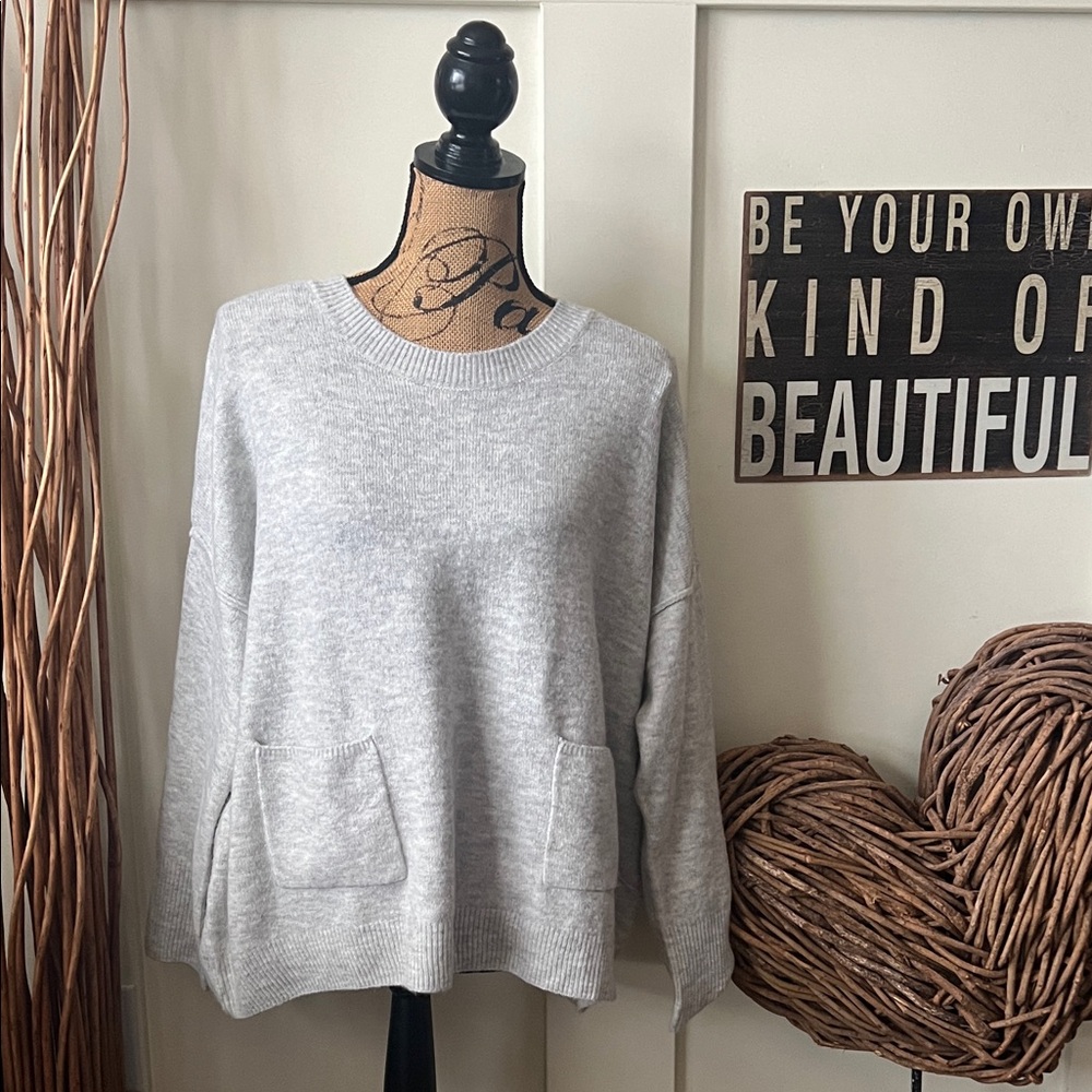 CeCe Gray Crew Neck Sweater
